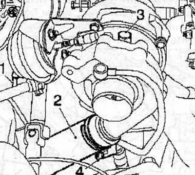 Connect the engine oil supply pipe (3) with 2 new sealing washers to the turbocharger and secure…