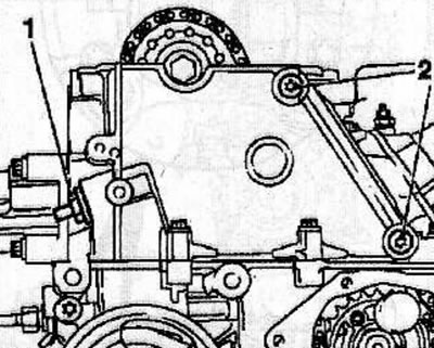 Mark the installation position and remove the single-row chain tensioner (1).