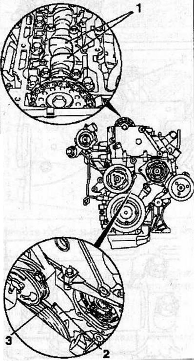 Using the vibration damper mounting bolt, turn the crankshaft in the direction of engine rotation…