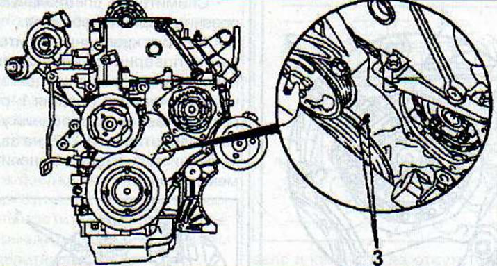 Make sure that after fixing the crankshaft, the timing marks (3) are opposite each other.