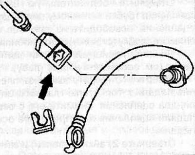 Remove the clamp securing the hose and tube connection to the bracket, then unscrew the connecting…