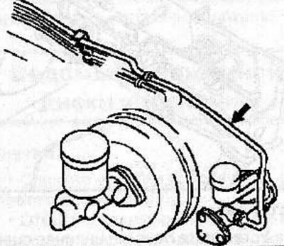 Loosen the connecting nut securing the tube to the clutch master cylinder, release it from the…