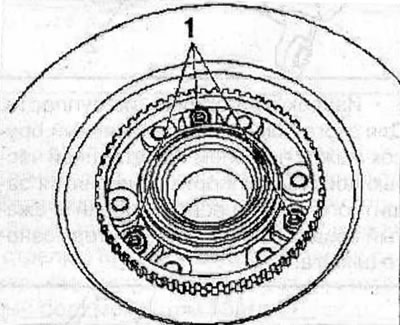 Install the ABS rotor onto the brake discs and secure with 3 bolts, tightening them to a torque of…