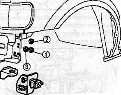 In the sequence shown in the figure, tighten the front bumper side bracket mounting nuts to a…