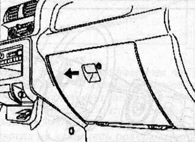 Open the glove box cover, remove the screws and remove the glove box from the instrument panel.
