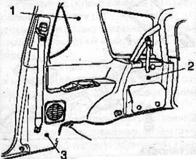 Remove the inner trim (1) of the window (see the relevant chapter).