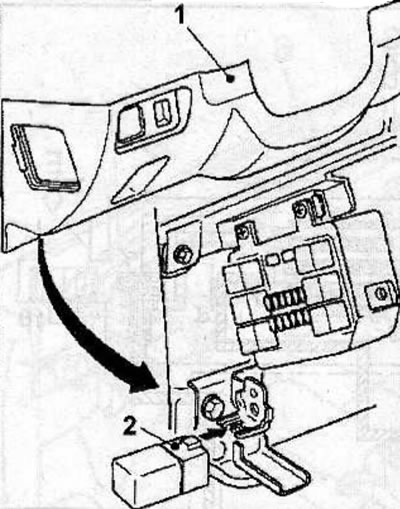 Disconnect the connector from the turn signal and hazard warning flasher (2) located on the support…