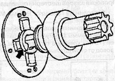 Install the E-ring (arrow) onto the pinion shaft.