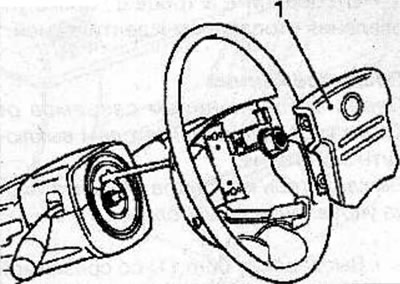 Remove the driver's airbag (1) (see the relevant chapter).