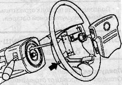 On the back of the steering wheel, remove the 2 airbag mounting screws.