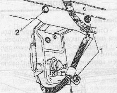 Otpustite stezaljke, odvrnite vijak (1) i 2 matice (2) te uklonite servo motor poklopca otvora za…