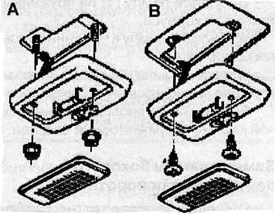 On a vehicle with a sunroof, unscrew the 2 nuts and remove the interior light (A).