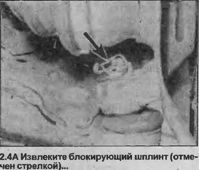 4. Уклоните клин за закључавање, а затим одврните навртку која причвршћује куглични зглоб доњег…