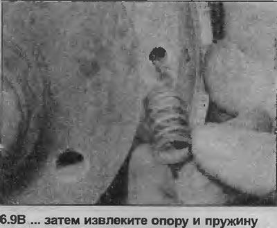 9. Зніміце апорныя стойкі і спружыны калодак (разам з іх апорамі), націснуўшы на апоры спружын і…