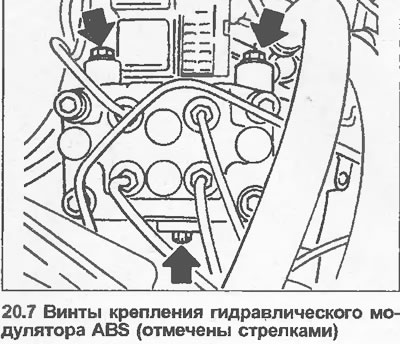 7. Развийте трите монтажни гайки на модулатора (вижте илюстрацията), след това леко наклонете…