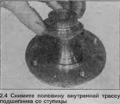 4. Користећи извлакач, уклоните половину стазе лежаја са главчине. Алтернативно, подуприте шину…