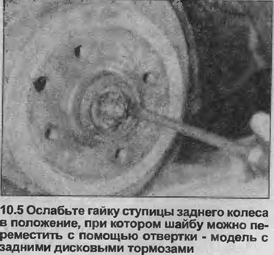 5. Постепено олабавите матицу главчине док се подлошка испод навртке не може померити одвијачем (не…