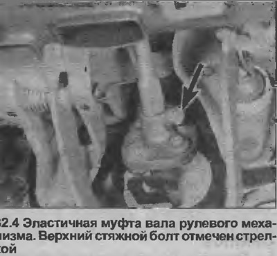 4. Открутите и снимите два стяжных болта эластичной муфты (см. иллюстрацию).