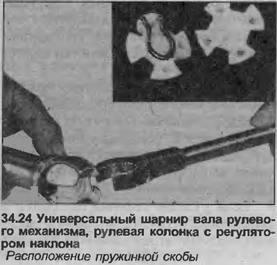 24. При установке универсального шарнира вала рулевого механизма, обратите внимание, что пружинные…