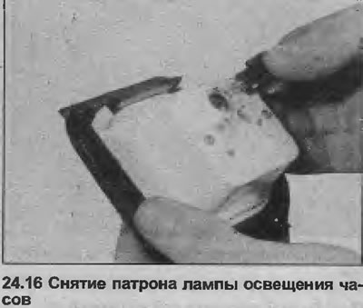 16. Крутите патрон лампы и снимите его позади часов (см. иллюстрацию).