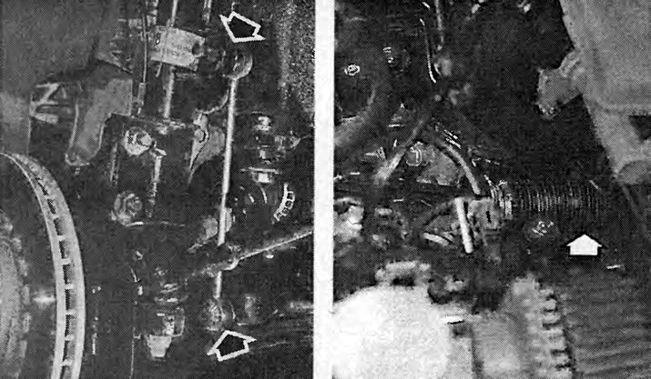 Дясно:шарнирът на оста е закрепен с коронна гайка и шплинт. Капачката за прах (стрелка) трябва да…