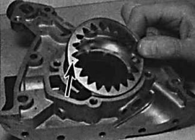 2. Za pomocą markera zaznacz położenie wewnętrznego i zewnętrznego wirnika pompy olejowej.