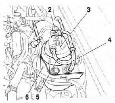 8.8 Паліўны фільтр дызельнага рухавіка (на прыкладзе Z19DT(H)): 2. Штэкерны раз'ём сістэмы…