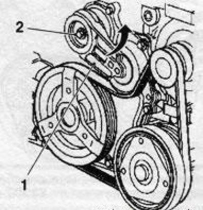 Зафира ремень генератора схема Removal and installation of a multirib belt of a drive of auxiliary units (Opel 