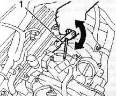 14.1a Инсталирайте инструмента KM6360 (1) и чрез плавно завъртане на инжектора разхлабете…