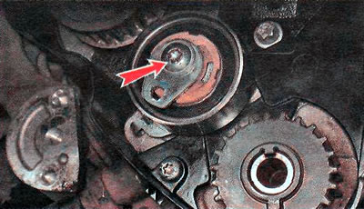3. Using a TORX T40 key, unscrew the tensioner mounting bolt and remove it.