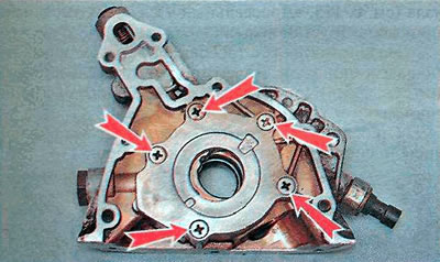 Как снять крышку масляного насоса Oil pump - removal, inspection and installation (Opel Zafira A 1999-2005, petrol