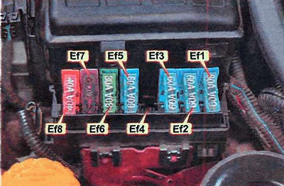 Fuse box installed in the engine compartment